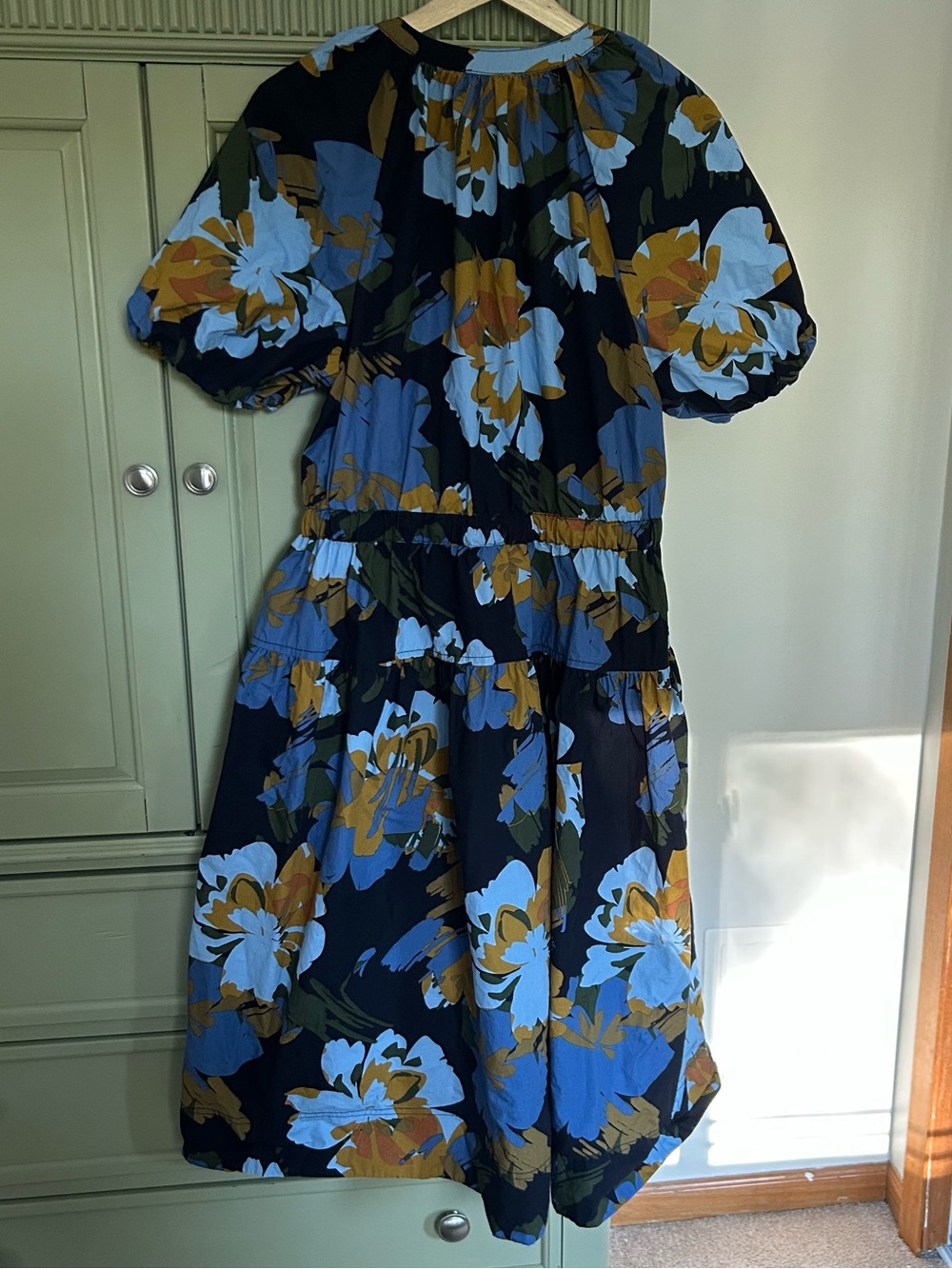 Tie-Waist Floral Midi Dress in Navy Blue by Free Assembly - Picture 3 of 5